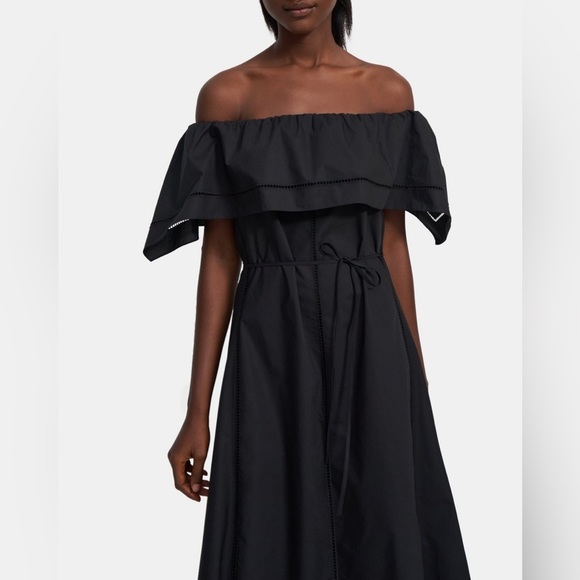 THEORY Off-The-Shoulder Dress in Eyelet Cotton - Picture 3 of 8